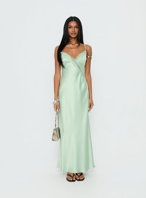 Madelene Lace V Neck Maxi Dress Jelly Mint
