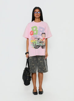 Betty Boop Speedracer Oversized Graphic Tee Washed Pink