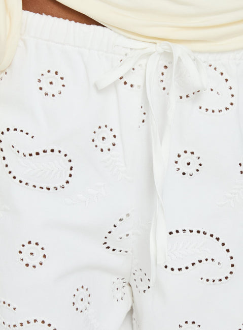 product Princess Polly Roda Anglaise Longline Shorts White Mid Rise Pants 