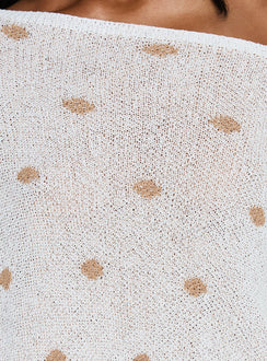 product Princess Polly Harvy Off Shoulder Knit Sweater White Polka regular 
