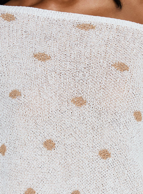 product Princess Polly Harvy Off Shoulder Knit Sweater White Polka regular 