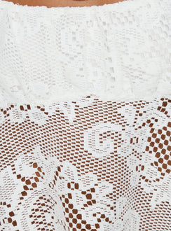 Solenne Sheer Crochet Lace Top White