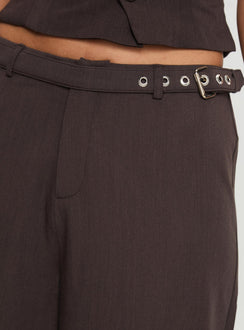 back view of model wearing Princess Polly Miku Pants Brown Mid Rise 
