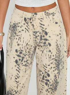product Princess Polly Naylor Mid Rise Wide Leg Jeans Animal Spot Mid Rise Jeans 