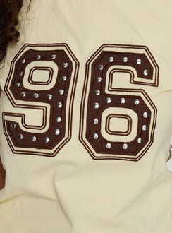 96 Charm Studded Graphic Baby Tee Yellow