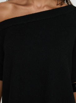 Kourta Off Shoulder Oversized Knit Top Black