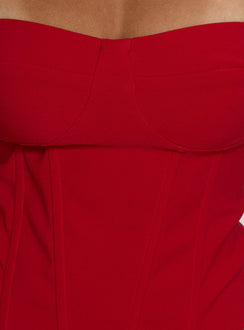 Chevon Strapless Corset Top Red