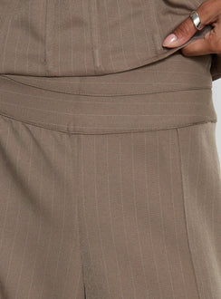 product Princess Polly Madelle Mid Rise Straight Leg Pants Brown Pinstripe Mid Rise Pants 