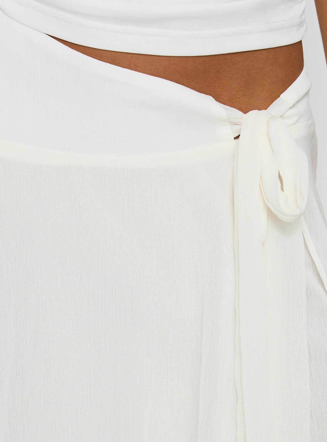 product Princess Polly Ophella Tie Waist Chiffon Midi Skirt Cream 