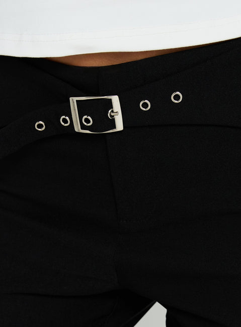 Discover the Viridian Belted Flared Pants Black womens-regular-pants featuring high-rise waist and belt product Princess Polly