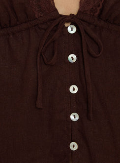 Cloud Crush Linen Halter Top Chocolate
