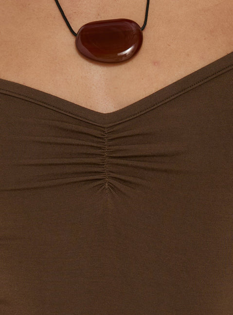 Possie Layered Jersey Mini Dress Brown