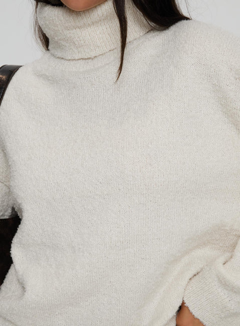 product Princess Polly Finnien Boucle Turtleneck Sweater Cream Long 