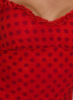 Kahla Frill Romper Red Polka Dot