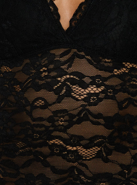 Sloen Lace Halter Top Black