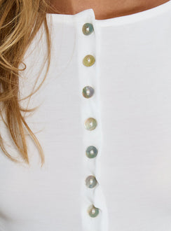 Angellina Jersey Button Down Top White
