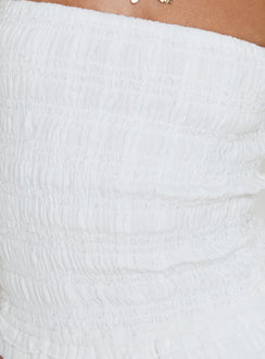 Ayanni Shirred Strapless Mini Playsuit White