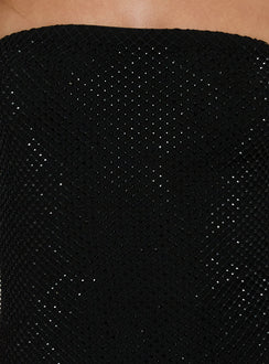 Jemira Strapless Shimmer Mini Dress Black