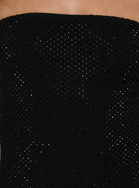 Jemira Strapless Shimmer Mini Dress Black