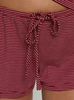 Sugar Surge Tie Waist Shorts Cherry Stripe