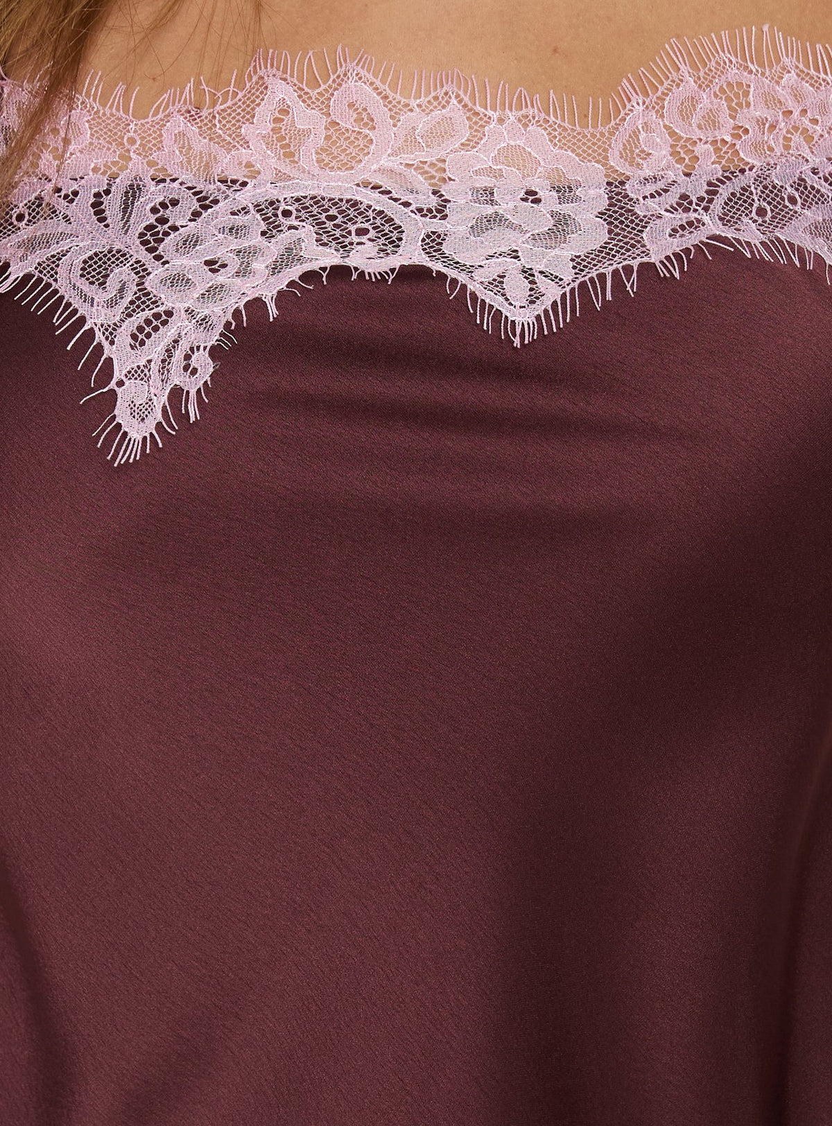 Orisse Lace Trim Cami Top Plum / Pink