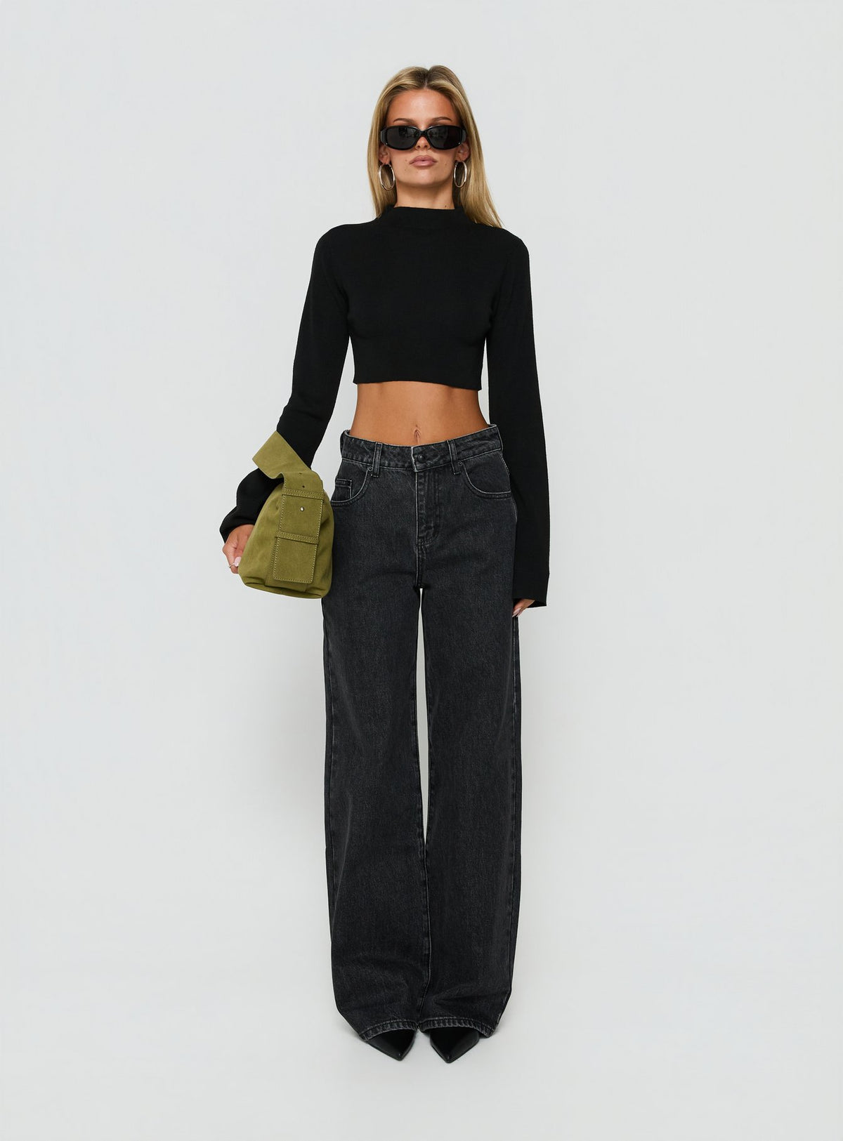 Konstanze High Rise Baggy Jeans Washed Black