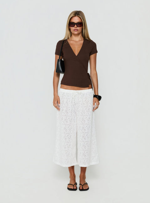 Lerissa Wrap Top Brown