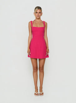 Kourtnae Halter Mini Dress Electric Fuschia