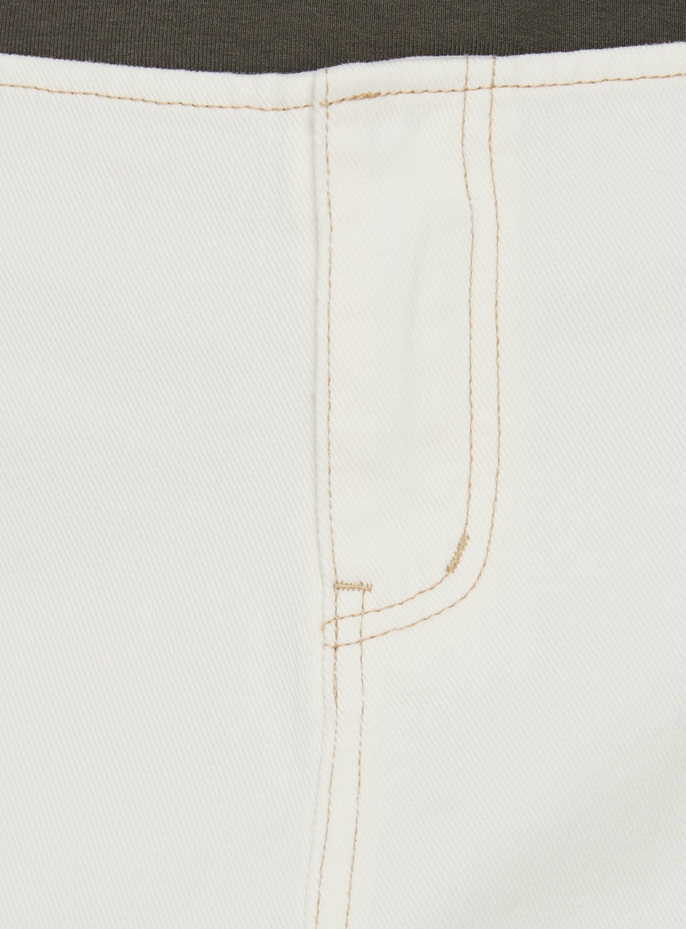 Detailed view of Clementina No Waist Low Rise Denim Mini Skirt White womens-skirts in mini length Princess Polly
