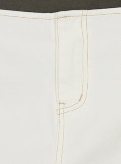 Detailed view of Clementina No Waist Low Rise Denim Mini Skirt White womens-skirts in mini length Princess Polly