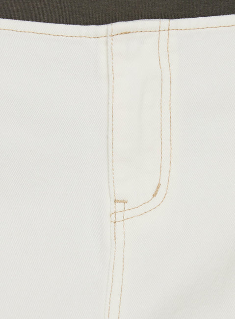 Detailed view of Clementina No Waist Low Rise Denim Mini Skirt White womens-skirts in mini length Princess Polly