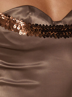 Myrah Layered Sequin Top Chocolate