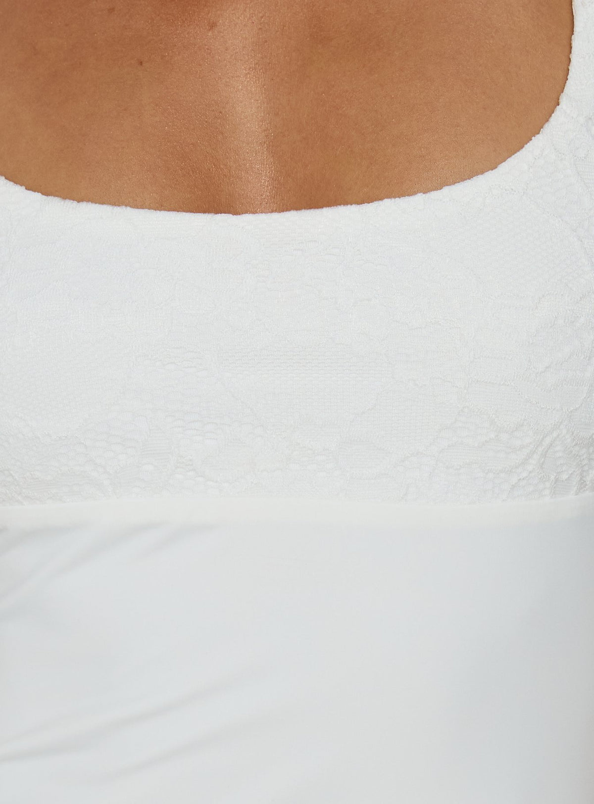 Zenaide Lace Detail Halter Tank Top White