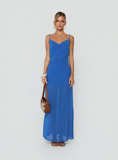 Jysela Cowl Neck Maxi Dress Dark Blue