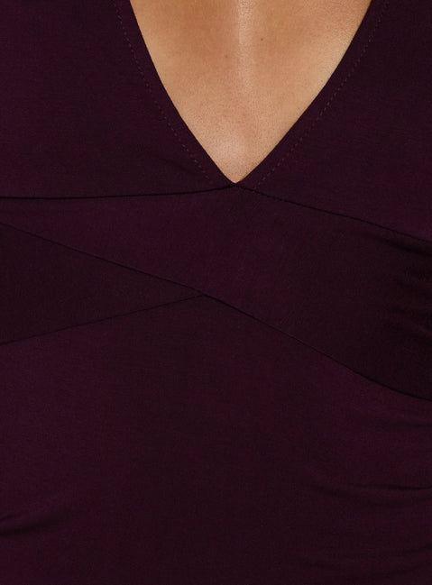 Madelon Long Sleeve Wrap Top Plum