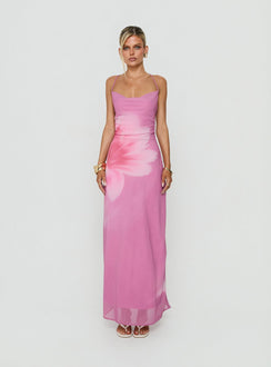 Coletta Cowl Neck Maxi Dress Pink Floral