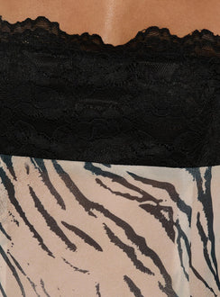 Kirstena Chiffon Lace Maxi Dress Animal Splice