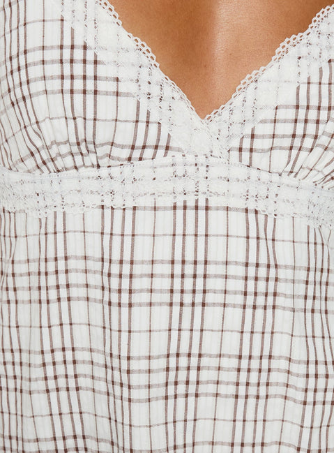 Lunya Mini Dress Brown Check