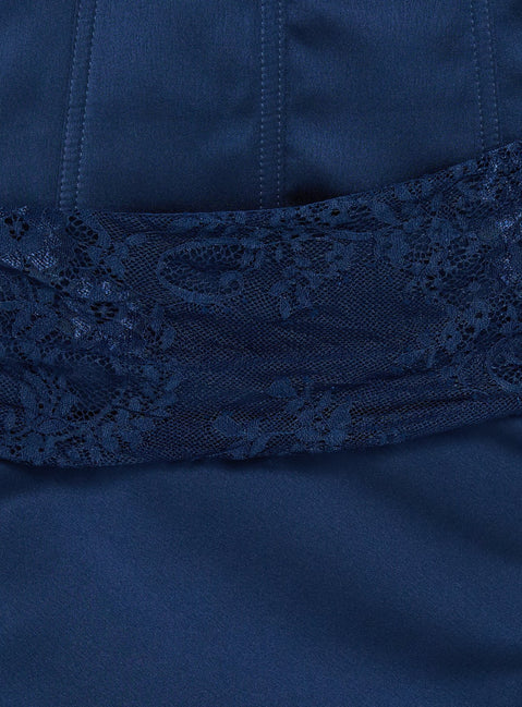 Sura Strapless Lace Detail Maxi Dress Navy