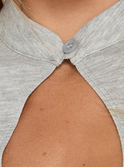 Endless Ease Keyhole Short Sleeve Top Grey Marle