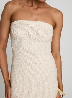 Cloud Strapless Boucle Maxi Dress Cream