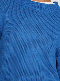 Beautiful Harmony Balloon Sleeve Knit Sweater Blue womens jumpers in short length detail Princess Polly