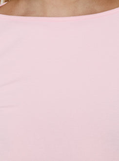 Myaah 3/4 Sleeve Curved Hem Top Pink