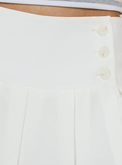 Featuring the Raynah Micro Pleated Mini Skort White in womens-skirts with mini length, solid, a-line shape, and fitted design product Princess Polly