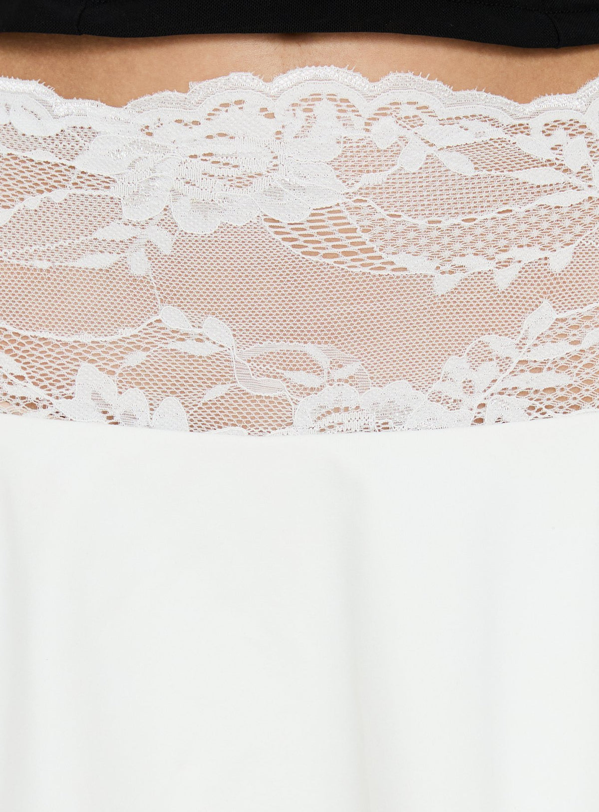The Kecia Lace Waistband Mini Skirt White in womens-skirts showcasing mini length product Princess Polly