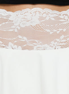 The Kecia Lace Waistband Mini Skirt White in womens-skirts showcasing mini length product Princess Polly