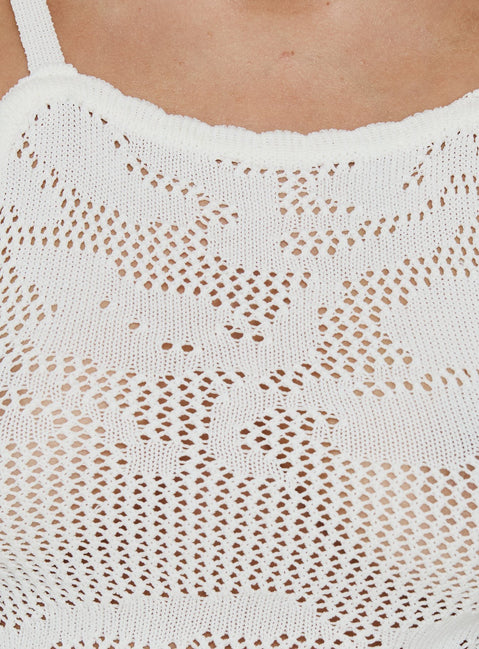 Moon Glow Lace Crochet Cami Top Cream