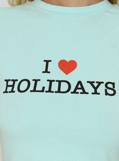 I Love Holidays Graphic Baby Tee Jelly Mint