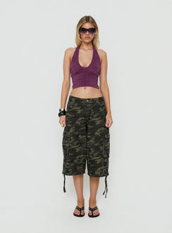 Opalite Ruched Halter Top Plum