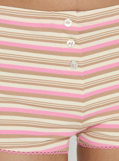 Klora Lace Trim Micro Boxer Shorts Pink Stripe